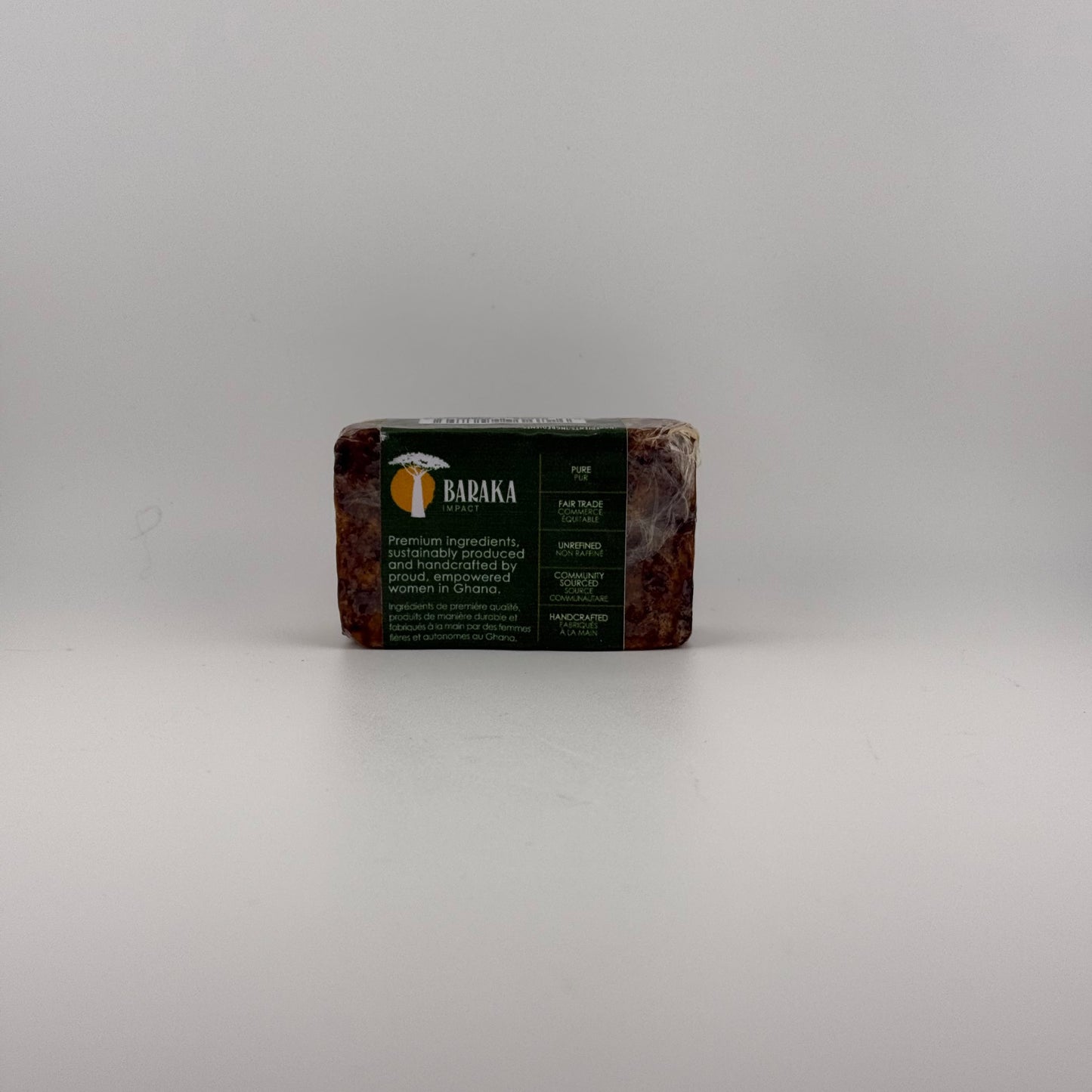 ALOE VERA BLACK SOAP BAR ALL-NATURAL INGREDIENTS
Coconut Oil
Shea Butter
Neem Oil
Water
Cocoa & Shea Potash (Lye)
Aloe Vera
These traditional hand-made bars are individually pressed into traditional molds. The weight varies slightly from 125 grams to 150 grams (4.4 – 5.3 oz).