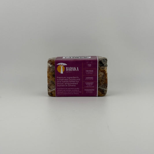 Mixed Fruit Black Soap Bar with Shea Butter and Nutrient-Rich Oils

Experience the essence of traditional skincare with our Black Soap, a harmonious blend infused with Shea Butter, Coconut Oil, Apricot Kernel Oil, Sweet Almond Oil, Neem Oil, and kale.

Originating from the heart of Ghana, this soap is handmade and ethically sourced, reflecting the dedication of the skilled artisans who craft it and supporting community development.

Key Skincare Benefits:

Deep Cleansing: Black Soap naturally and effectivel