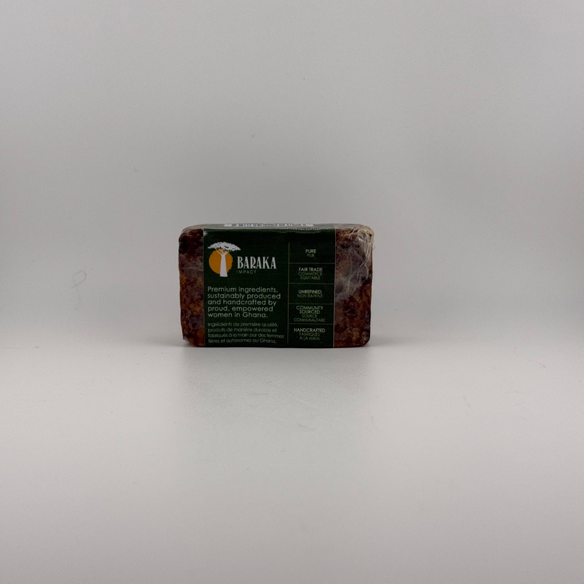 ALOE VERA BLACK SOAP BAR ALL-NATURAL INGREDIENTS

Coconut Oil
Shea Butter
Neem Oil
Water
Cocoa & Shea Potash (Lye)
Aloe Vera
These traditional hand-made bars are individually pressed into traditional molds. The weight varies slightly from 125 grams to 150 grams (4.4 – 5.3 oz).
